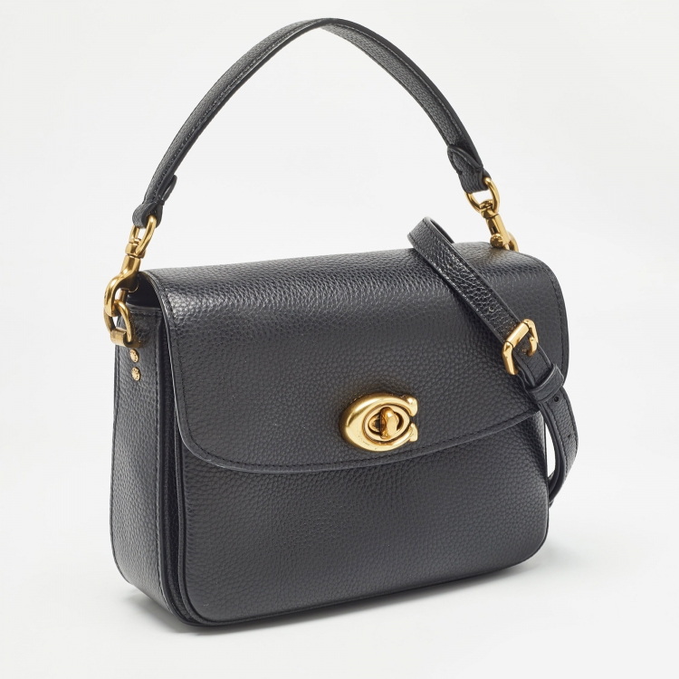 Pre Owned Coach Black Leather Cassie Top Handle Bag