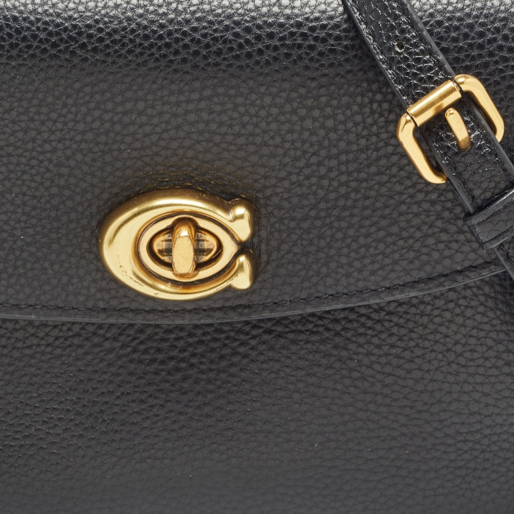 Pre Owned Coach Black Leather Cassie Top Handle Bag