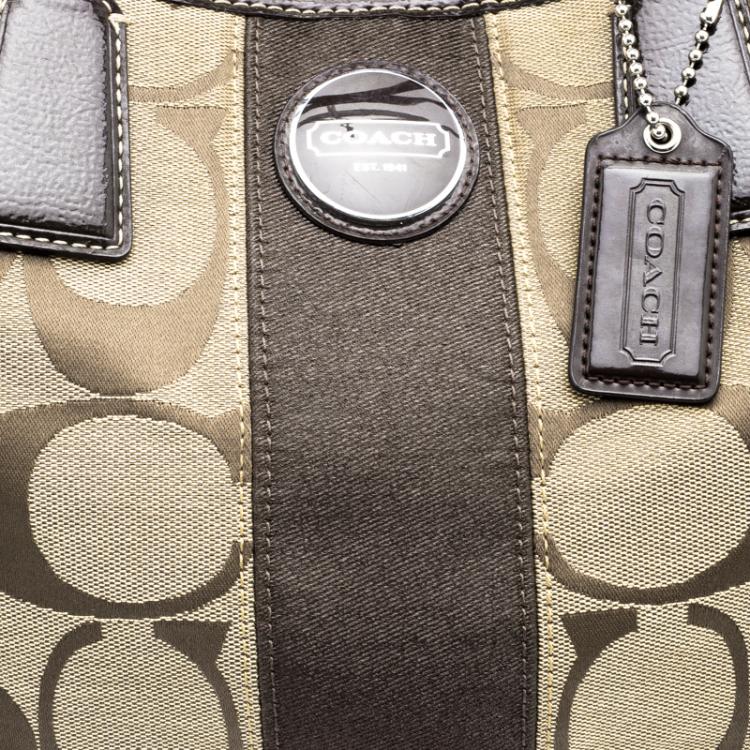 Pre Owned Coach Beige/Brown Canvas Shoulder Bag