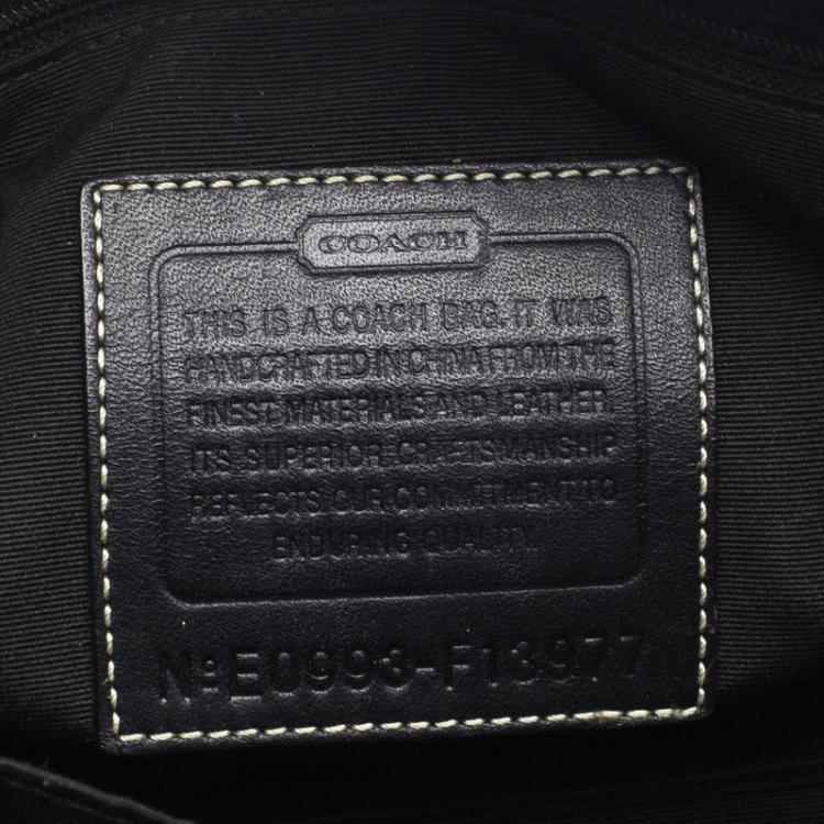 Pre Owned Coach Black/Beige Canvas and Leather Satchel