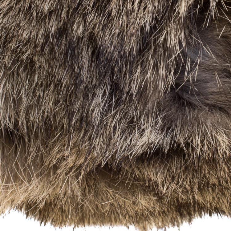 Pre Owned Coach Grey Rabbit Fur and Leather Handbag