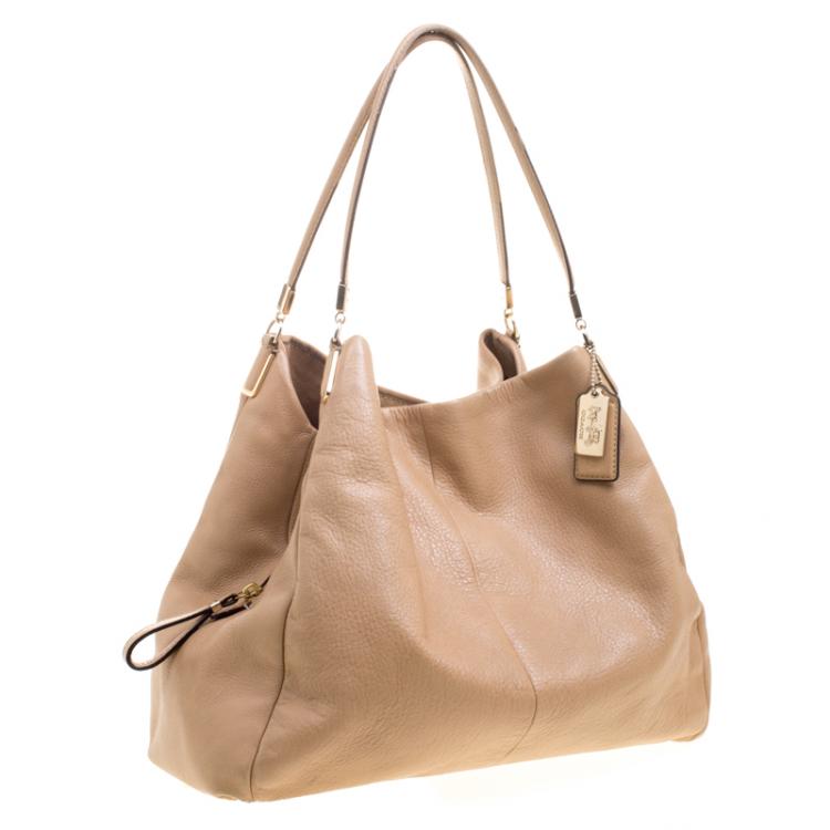 Pre Owned Coach Beige Leather Edie Shoulder Bag