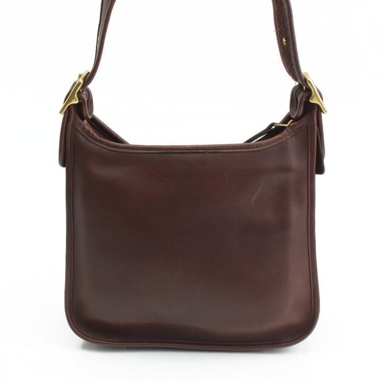 Pre Owned Coach Bordeaux Leather Classic Legacy Zip Shoulder Bag