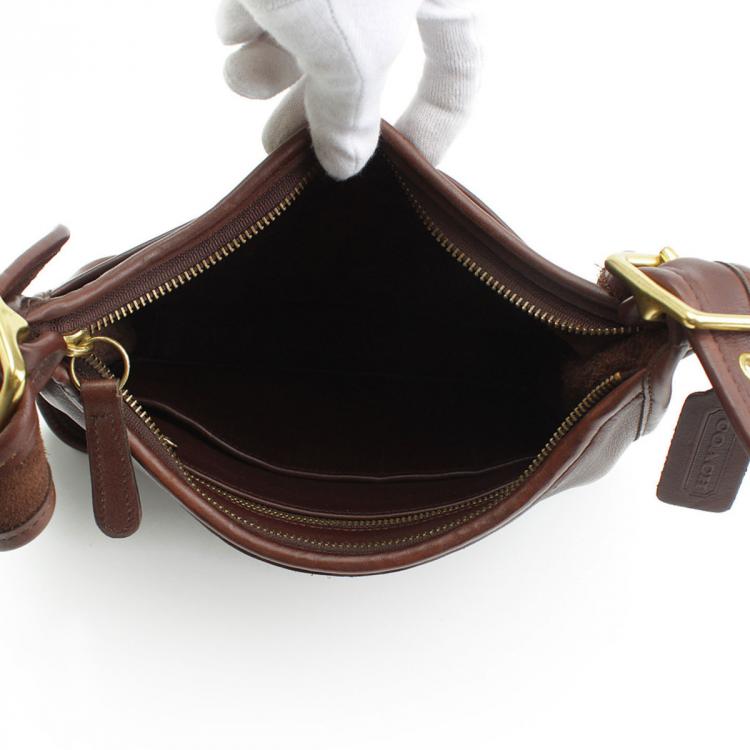 Pre Owned Coach Bordeaux Leather Classic Legacy Zip Shoulder Bag