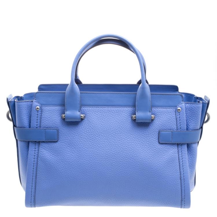 Pre Owned Coach Corn Flower Blue Leather Swagger 27 Tote