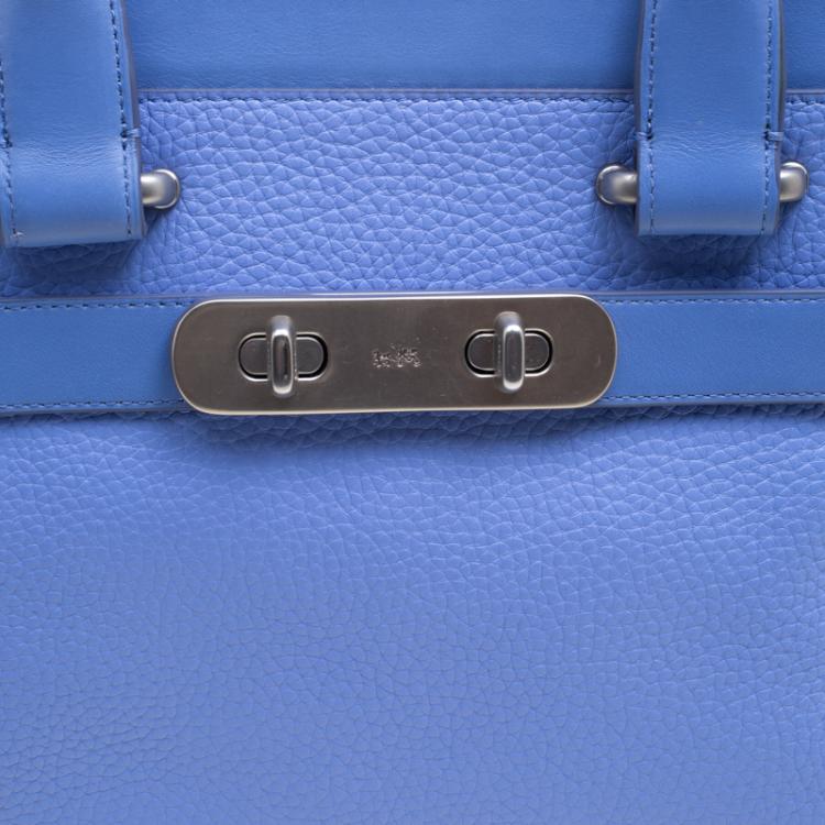 Pre Owned Coach Corn Flower Blue Leather Swagger 27 Tote