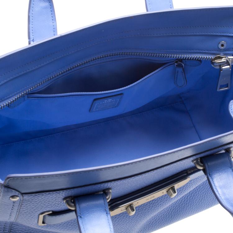 Pre Owned Coach Corn Flower Blue Leather Swagger 27 Tote