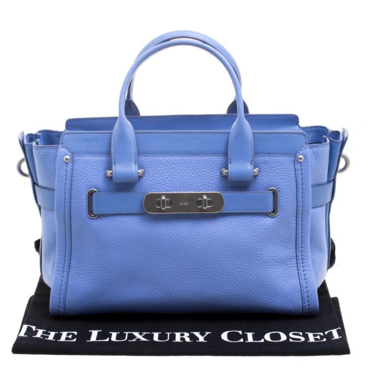 Pre Owned Coach Corn Flower Blue Leather Swagger 27 Tote