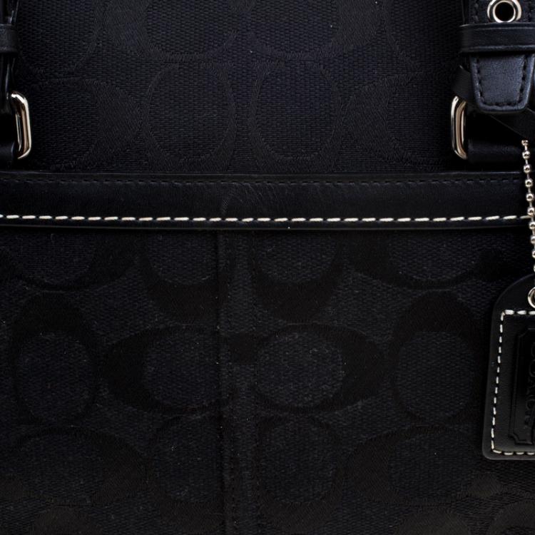 Pre Owned Coach Black Canvas and Leather Boston Bag
