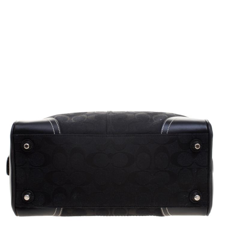 Pre Owned Coach Black Canvas and Leather Boston Bag