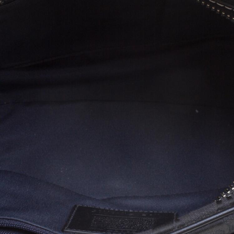 Pre Owned Coach Black Canvas and Leather Boston Bag