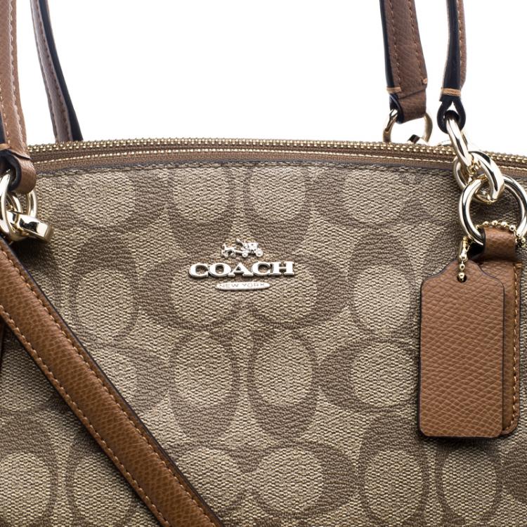 Pre Owned Coach Beige/Brown Coated Canvas and Leather Sig Christie Cryll Satchel
