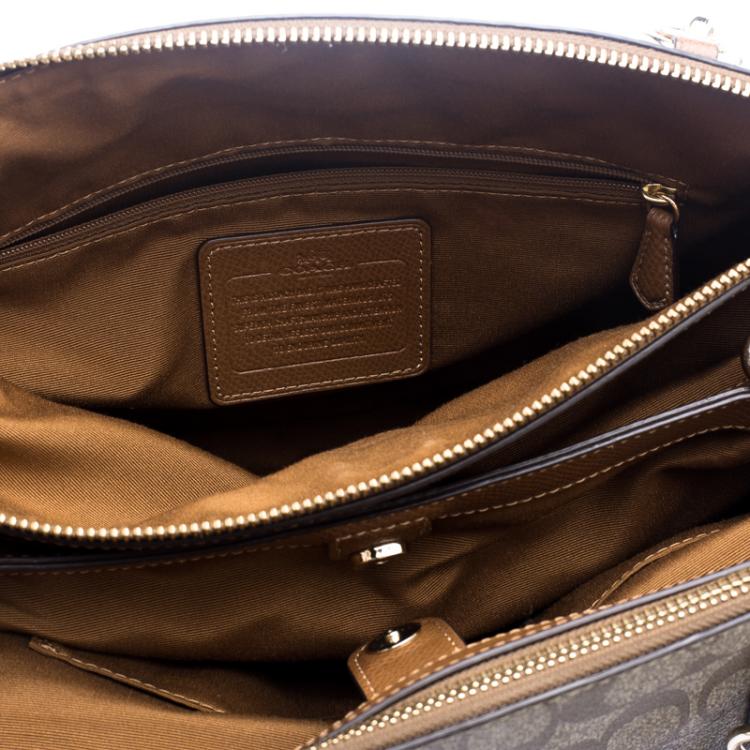 Pre Owned Coach Beige/Brown Coated Canvas and Leather Sig Christie Cryll Satchel