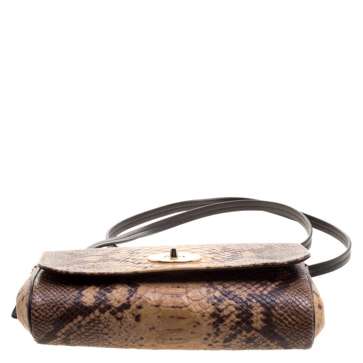 Pre Owned Coach Brown Python Embossed Leather Mini Ruby Crossbody Bag