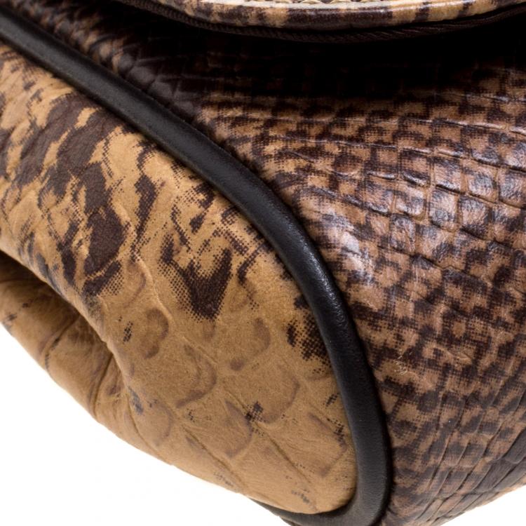 Pre Owned Coach Brown Python Embossed Leather Mini Ruby Crossbody Bag