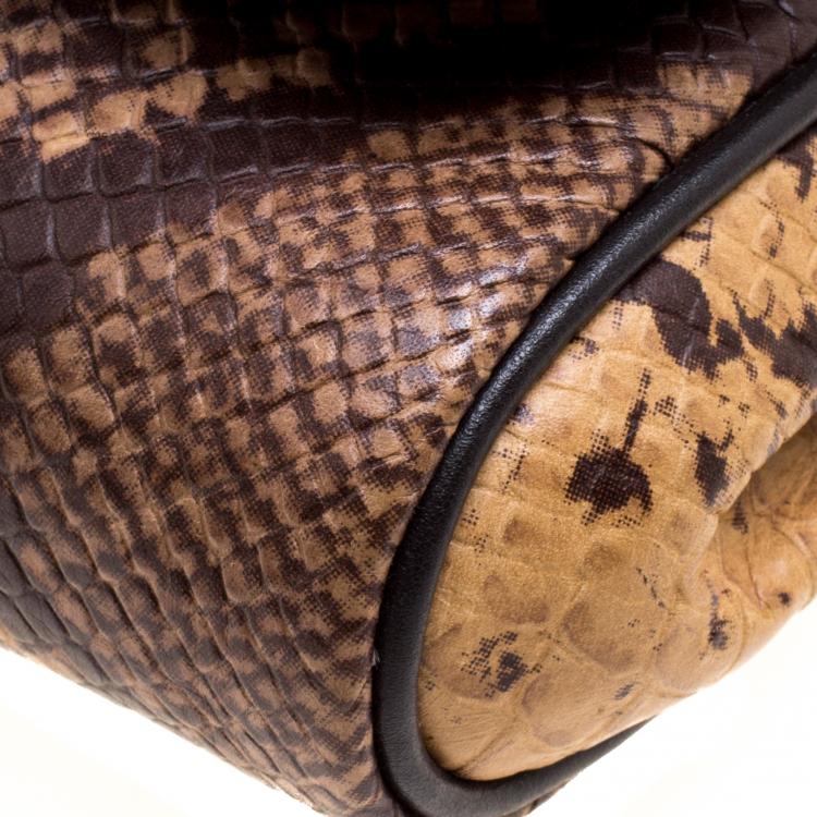 Pre Owned Coach Brown Python Embossed Leather Mini Ruby Crossbody Bag