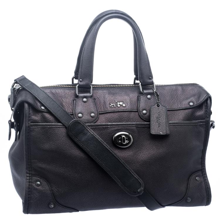 Pre Owned Coach Holographic Leather Rhyder Boston Bag