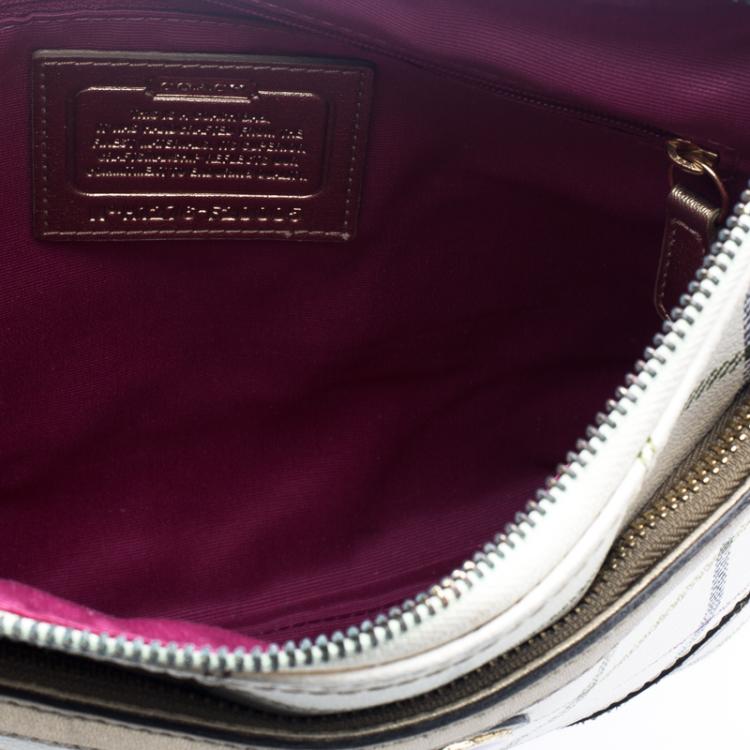 Pre Owned Coach Multicolor Tattersall Coated Canvas Crossbody Bag