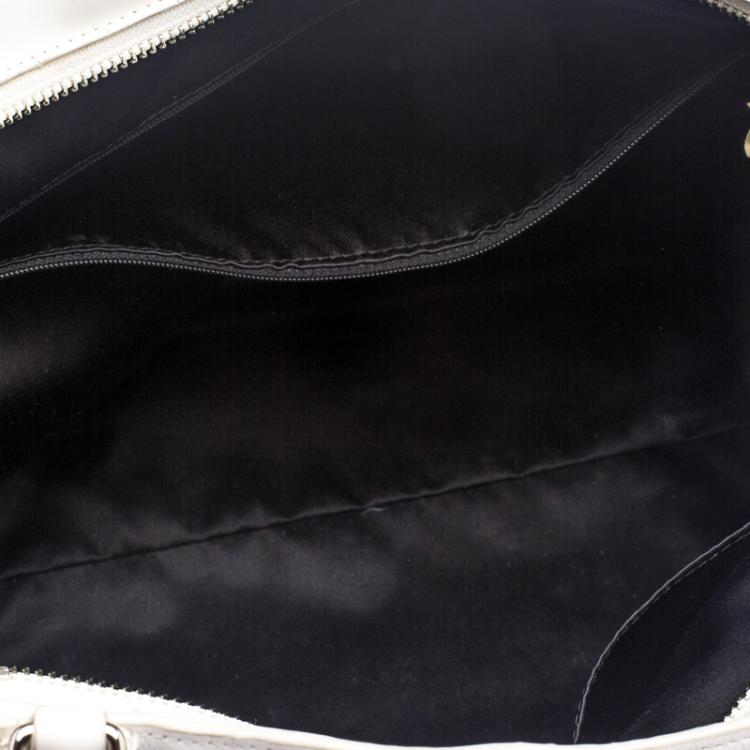 Pre Owned Coach Beige/White Canvas and Leather Tote