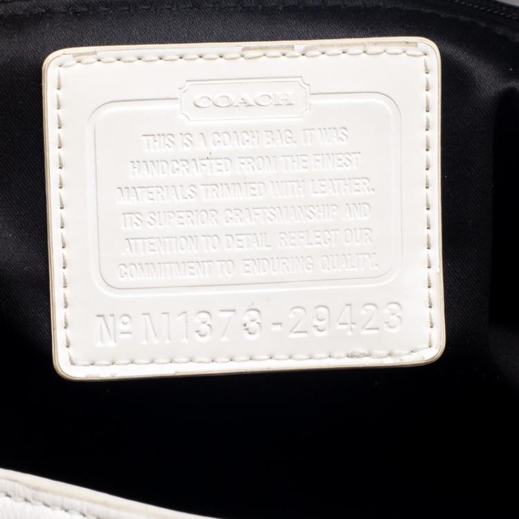 Pre Owned Coach Beige/White Canvas and Leather Tote