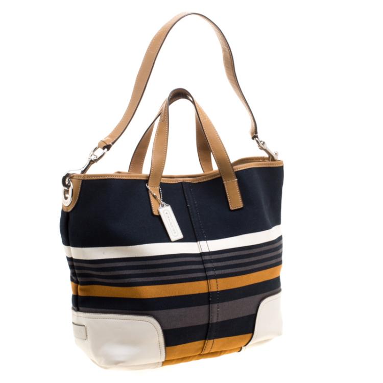 Pre Owned Coach Multicolor Fabric and Leather Tote