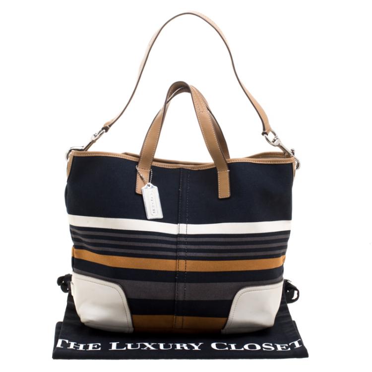 Pre Owned Coach Multicolor Fabric and Leather Tote