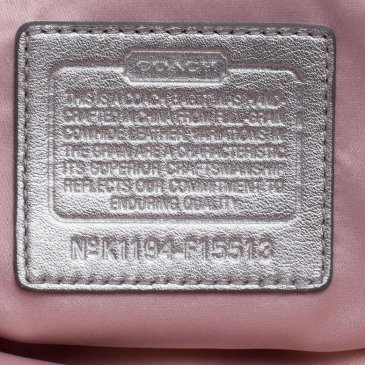Pre Owned Coach White/Silver Leather Ashley Tote