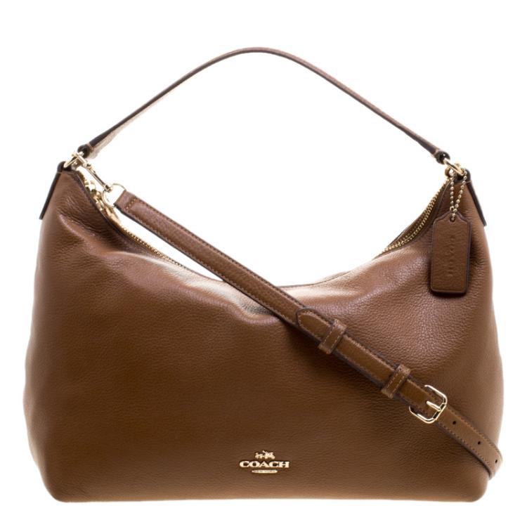Pre Owned Coach Brown Leather Shoulder Bag