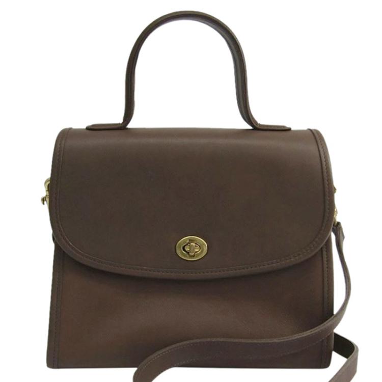 Pre Owned Coach Brown Leather Top Handle Bag