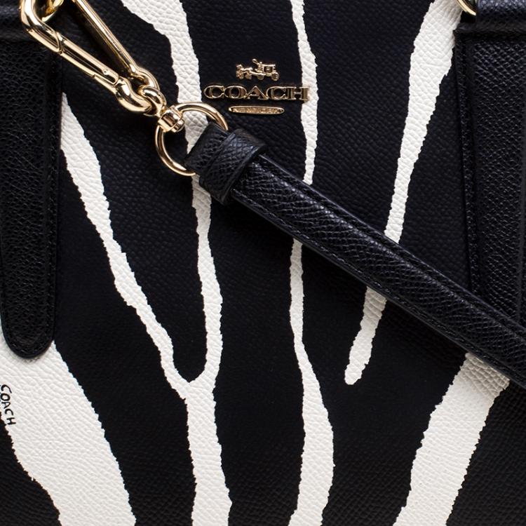 Pre Owned Coach Zebra Print Leather Crosby Carryall Tote