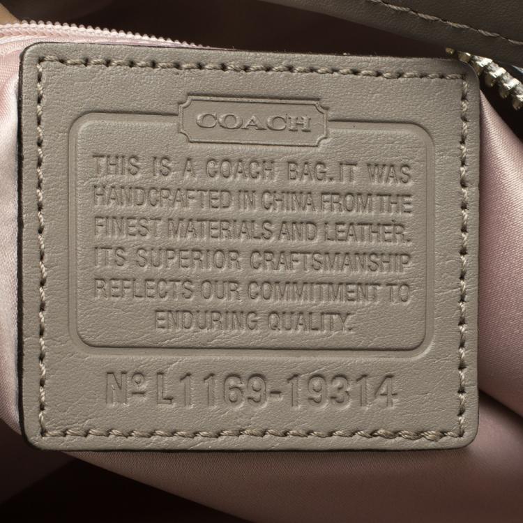 Pre Owned Coach Grey Woven Leather Kristin Hobo