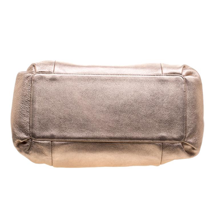 Pre Owned Coach Metallic Pink Leather Champagne Shoulder Bag