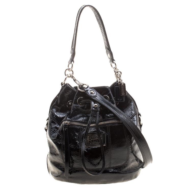 Authentic Coach 2024 Black Leather Bucket Bag