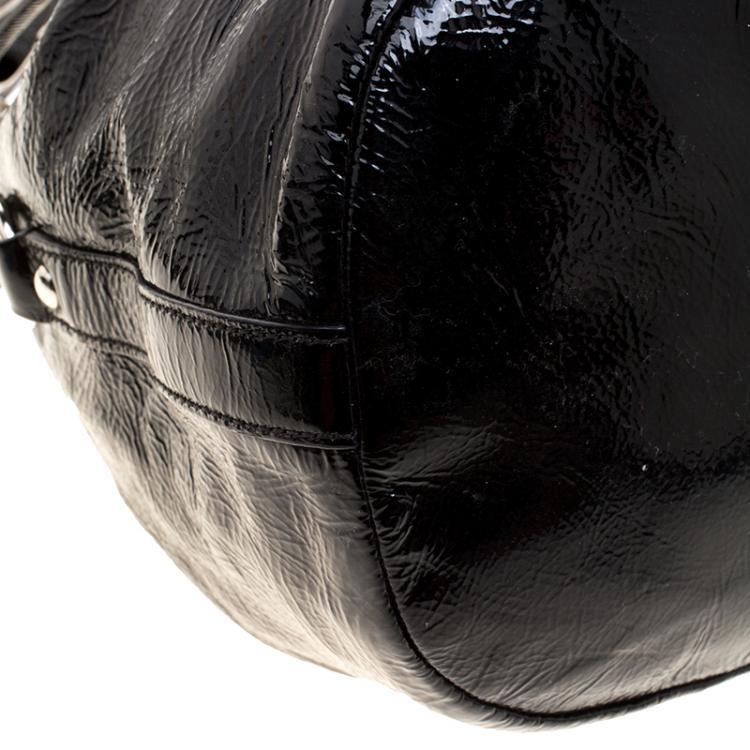 Pre Owned Coach Black Patent Leather Drawstring Bucket Bag