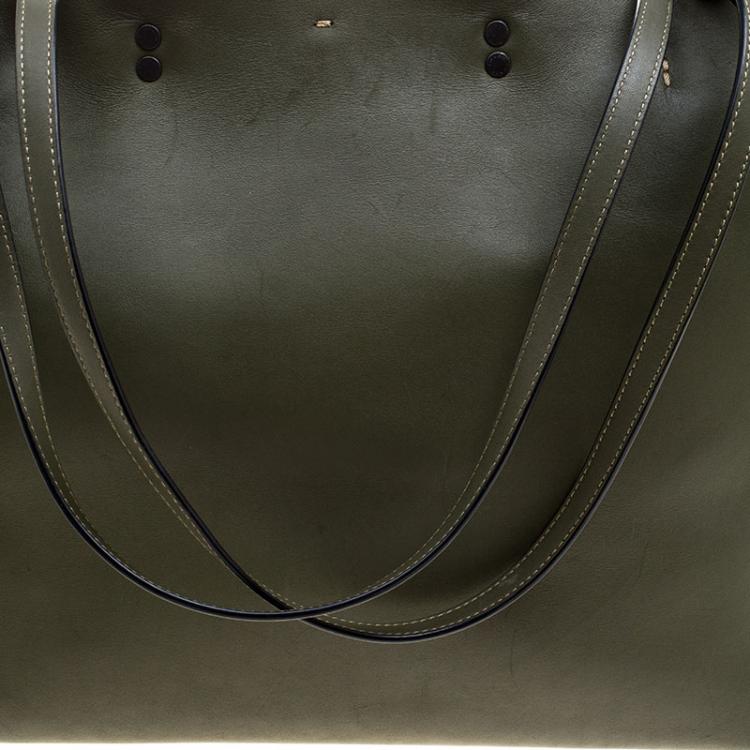 Pre Owned Coach Olive Green Leather Rogue Tote