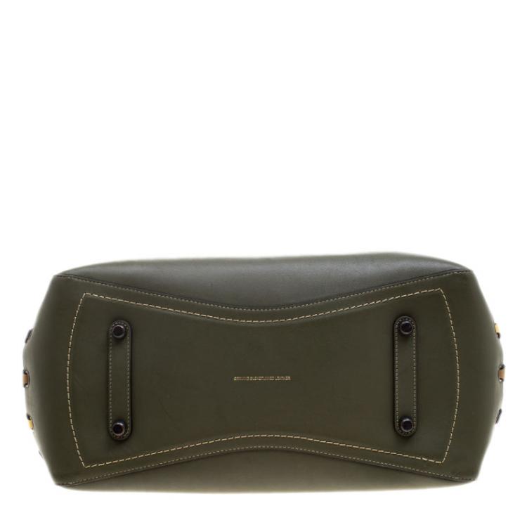 Pre Owned Coach Olive Green Leather Rogue Tote