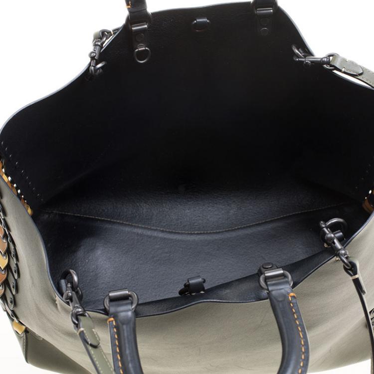 Pre Owned Coach Olive Green Leather Rogue Tote