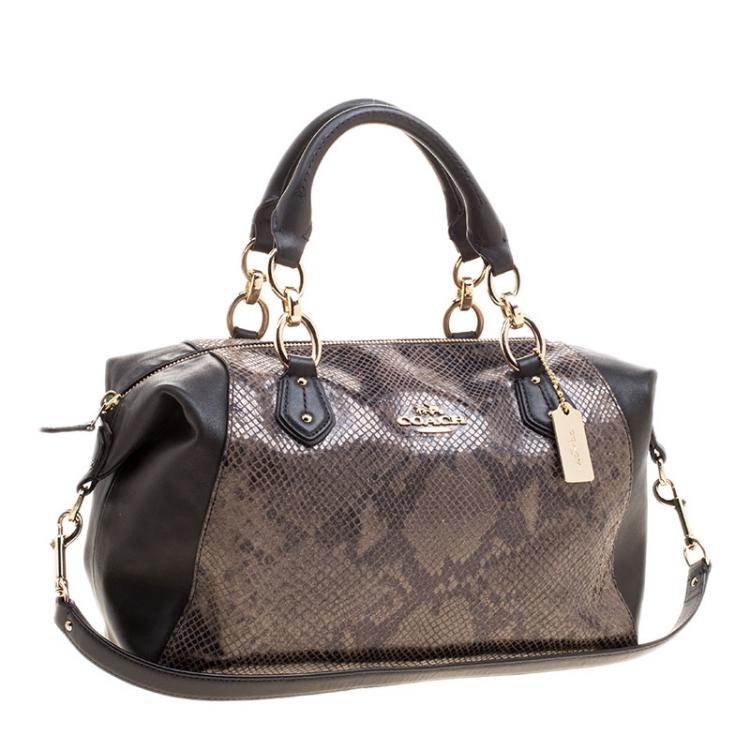 Pre Owned Coach Brown Python Embossed Leather Tote