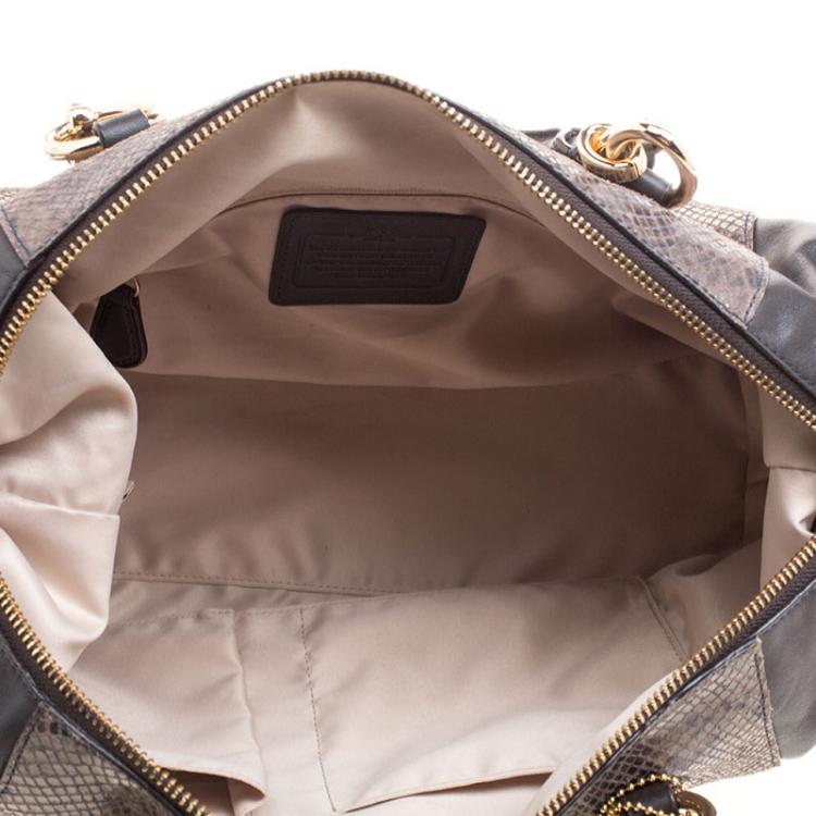Pre Owned Coach Brown Python Embossed Leather Tote
