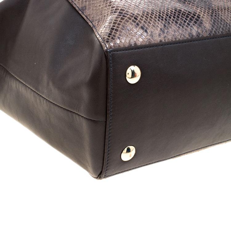 Pre Owned Coach Brown Python Embossed Leather Tote