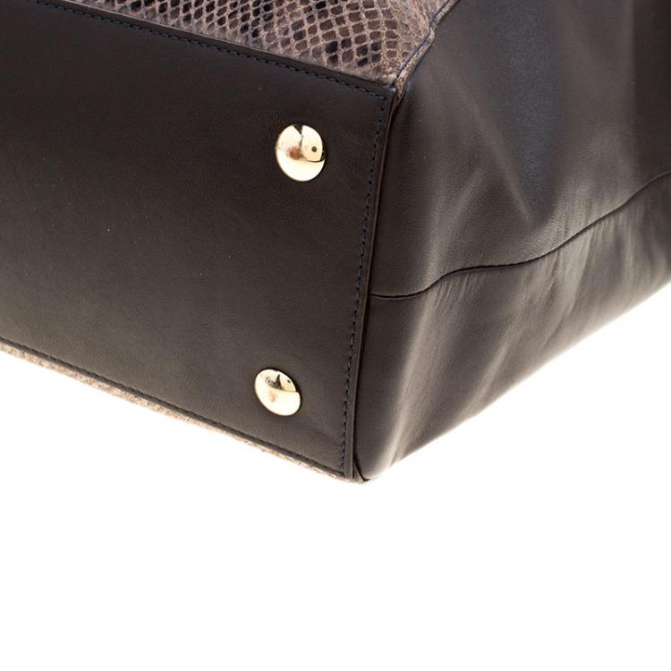 Pre Owned Coach Brown Python Embossed Leather Tote