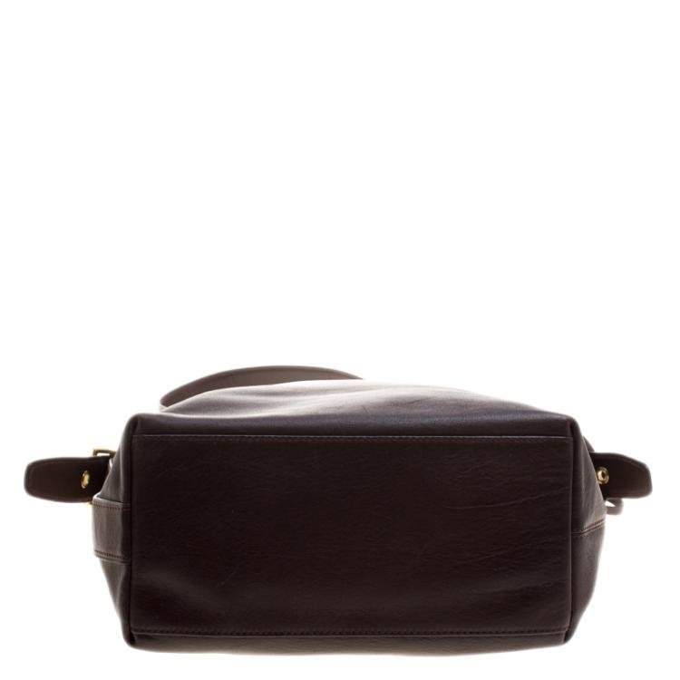 Pre Owned Coach Dark Brown Leather Tassel Crossbody Bag