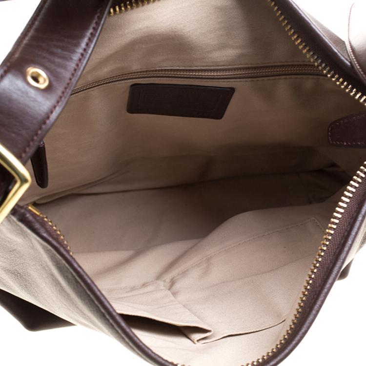 Pre Owned Coach Dark Brown Leather Tassel Crossbody Bag