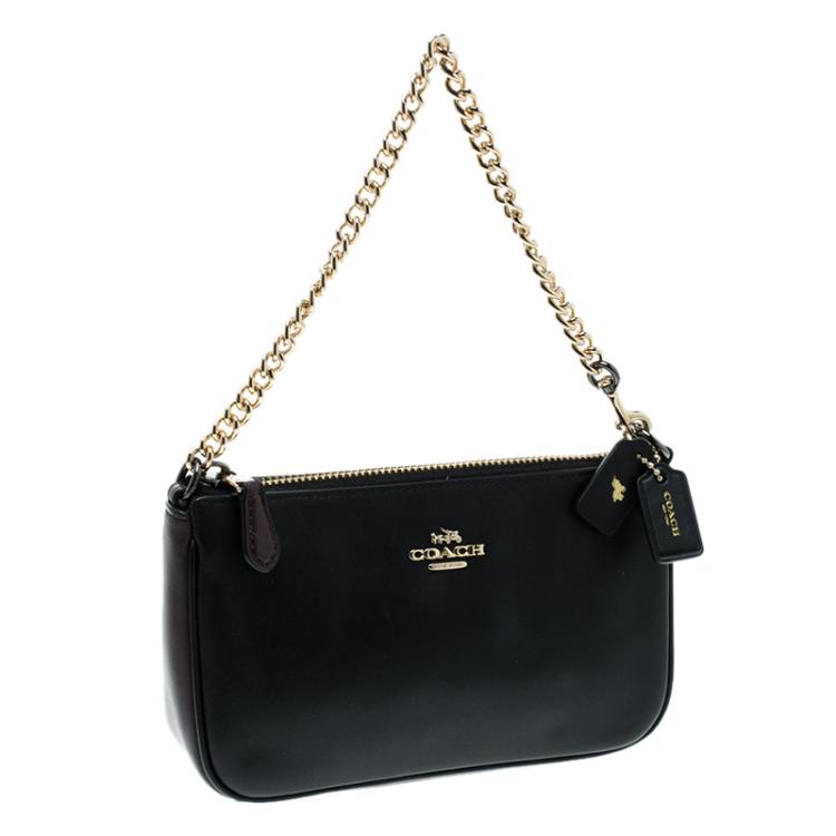 Pre Owned Coach Black and Burgundy Leather Selena Gomez Nolita Limited Edition Clutch 