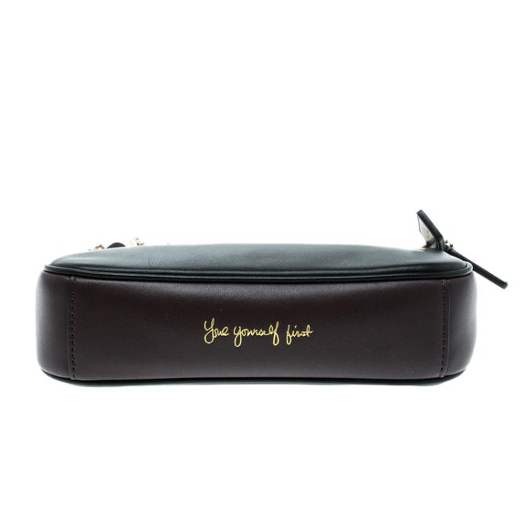Pre Owned Coach Black and Burgundy Leather Selena Gomez Nolita Limited Edition Clutch 