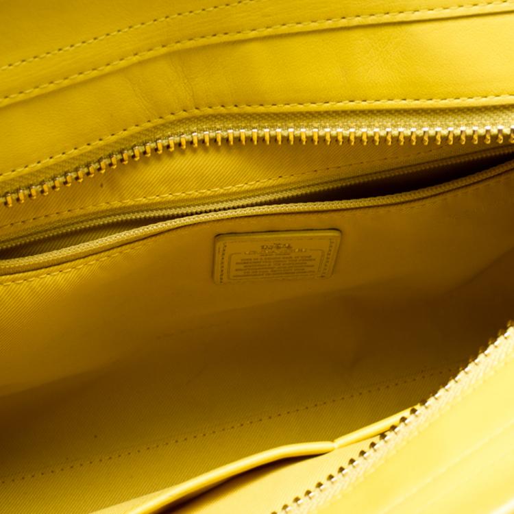 Pre Owned Coach Yellow Python Embossed Leather Swagger 27 Tote