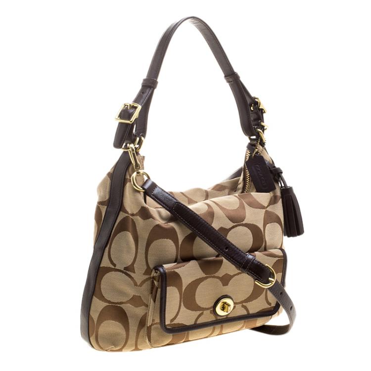 Pre Owned Coach Biege Fabric Courtenay Crossbody Bag
