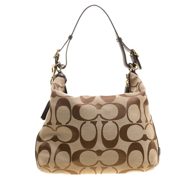 Pre Owned Coach Biege Fabric Courtenay Crossbody Bag