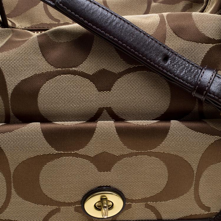 Pre Owned Coach Biege Fabric Courtenay Crossbody Bag