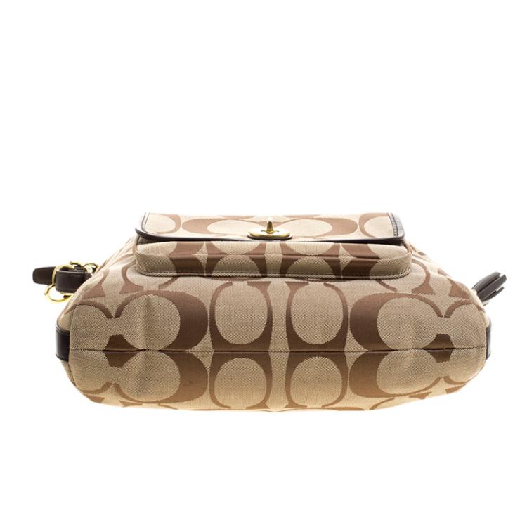 Pre Owned Coach Biege Fabric Courtenay Crossbody Bag